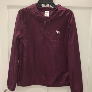 COPY - Pink light rain hoodie windbreaker. Burgundy.